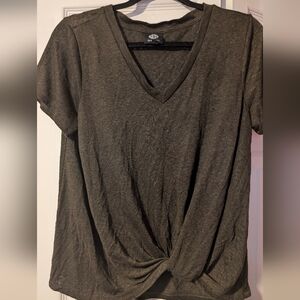 Bobeau Gray Tie Front Short Sleeve T-Shirt